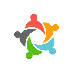 Five business teamwork people logo design