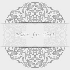 Round tracery napkin. Lace round frame. Vector illustration