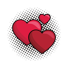 Hearts lovely symbol pop art