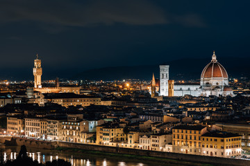Fototapeta premium A night view from Piazzale Michelangelo in Florence, Italy.