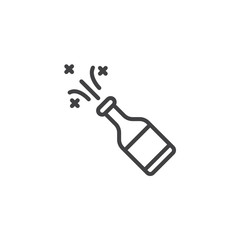 Champagne bottle pop outline icon. linear style sign for mobile concept and web design. Champagne explosion simple line vector icon. Symbol, logo illustration. Pixel perfect vector graphics