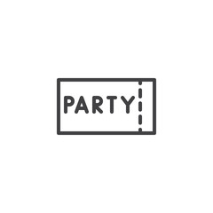 Party ticket outline icon. linear style sign for mobile concept and web design. Paper ticket simple line vector icon. Symbol, logo illustration. Pixel perfect vector graphics