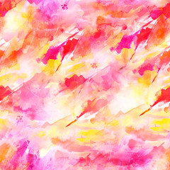 Obraz na płótnie Canvas Watercolor seamless background, abstraction. red, orange, yellow paint, colors, paint splash. Used for a variety of design and decoration. Watercolor card, invitation, background.