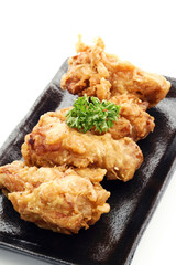 Fried Chicken on Black Plate