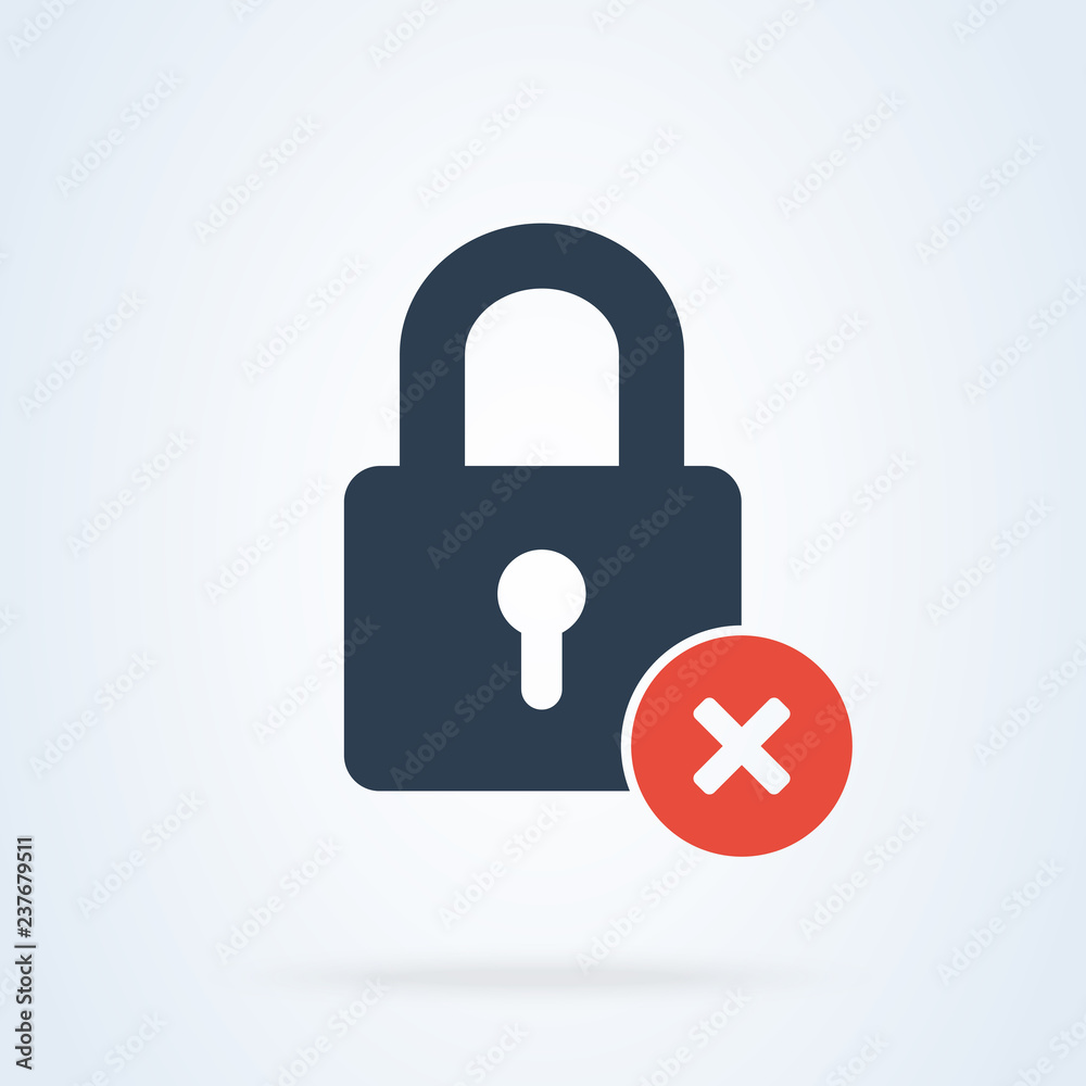 Wall mural lock icon vector red delete padlock. illustration security concept