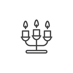 Candelabra with candles outline icon. linear style sign for mobile concept and web design. Candlestick simple line vector icon. Symbol, logo illustration. Pixel perfect vector graphics