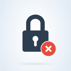 lock icon vector red delete padlock. illustration security concept