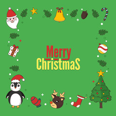 Christmas background and greeting card. Vector illustration. Hand drawn.