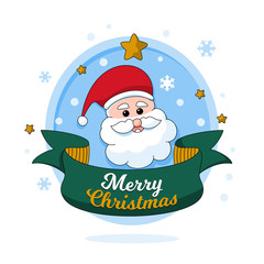 Christmas banner and greeting card of santa claus. Vector illustration. Hand drawn. Flat design.