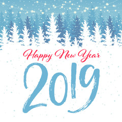 Happy New Year 2019 vector card.