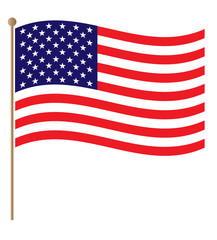 United States flowing flag on flagpole patriotic icon