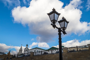 Decorative lantern in the historical part of Kazan city in Russia