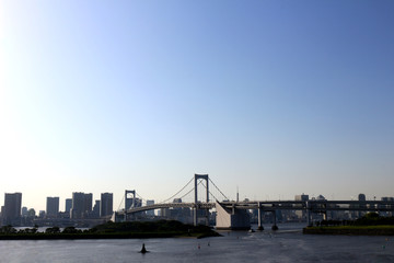 Fototapeta na wymiar Rainbow bridge over Tokyo Bay