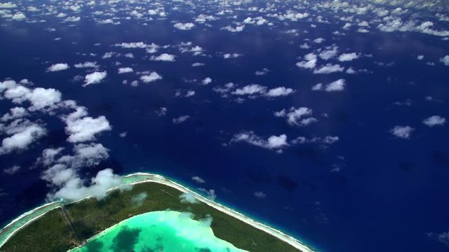 Aerial view of Coral Reef Tupai Heart Island French Polynesia 