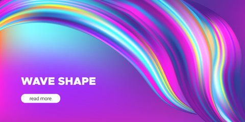 Colorful 3d Abstract Wave Banner.