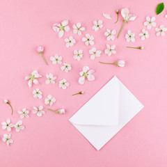 Concept of love letter with envelope and flowers