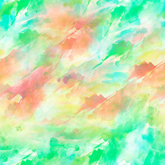 Obraz na płótnie Canvas Watercolor seamless background, abstraction. Green, yellow paint, colors, paint splash. Used for a variety of design and decoration. Watercolor card, invitation, background. Abstract paint splash.