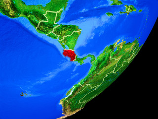 Costa Rica on planet Earth with country borders and highly detailed planet surface.