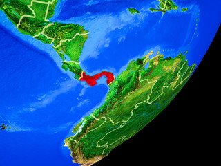 Panama on planet Earth with country borders and highly detailed planet surface.