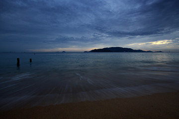 sunrise with clouds on the ocean