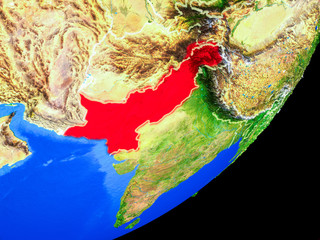 Pakistan on planet Earth with country borders and highly detailed planet surface.