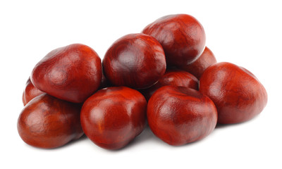 chestnuts isolated on white background. Healthy background.