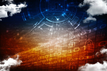 2d illustration Safety concept: Closed Padlock on digital background