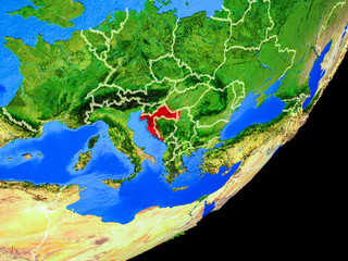 Croatia on planet Earth with country borders and highly detailed planet surface.