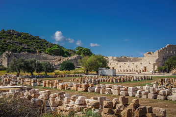 Fototapeta premium Bouleuterion and Theater of Patara (Pttra) Ancient City. Kas, Antalya, Turkey.