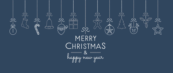 Design of Christmas banner with wishes and hand drawn ornaments. Vector. © Karolina Madej