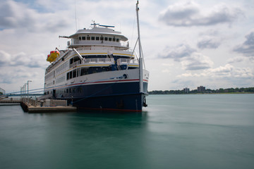 Cruise Ship Docked at Downtown Detroit Riverfront