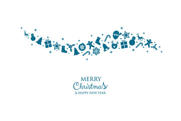 Concept of Christmas card with hand drawn ornaments. Vector.