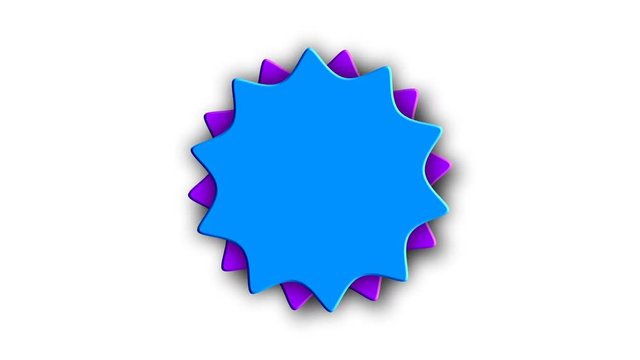 Abstract sticker with two gears on white, 3d rendering computer generated background