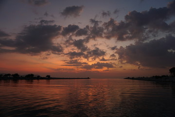Obraz premium Scenic view of sea against dramatic sky during sunset,Thailand