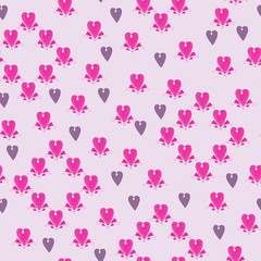 Hand drawn heart shaped ornament and hearts – seamless vector pattern.