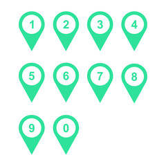 numbers set icon map pointer isolated vector