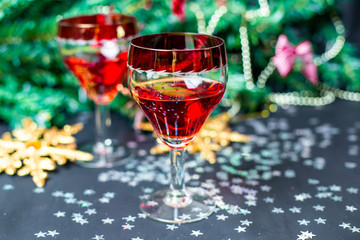 Christmas drinks in glasses