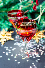Christmas drinks in glasses