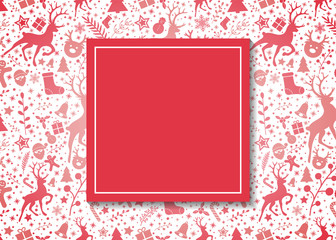 Design of Christmas card layout with wishes and ornaments. Vector.