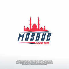 Mosque silhouette icon logo template, Mosque icon vector Illustration design template