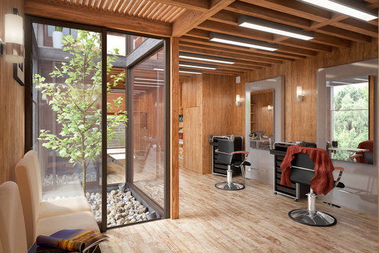 Hair Salon Designed in Wood