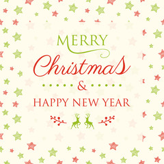 Fototapeta na wymiar Christmas and New Year greeting card with text and decorations. Vector.