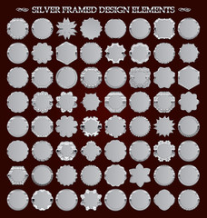 Set of silver-framed design elements.