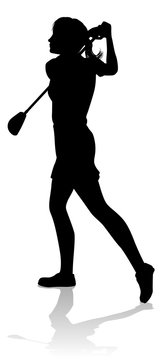 A female golfer sports person playing golf 