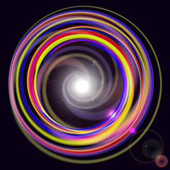 Abstract technology background- colored abstract round shape. Computer generated 3d  illustration, technology concept.