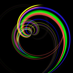 Abstract  background- colored twisted round shape. Computer generated 3d  illustration, technology concept.
