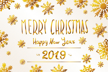 Obraz premium Vector Illustration. 2019 Happy New Year. Numeral text hand lettering. Dry brush texture effect. Merry Christmas. Graduation. Design template Celebration typography poster, banner or greeting card.