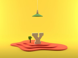 Abstract 3D Rendering Letter Y