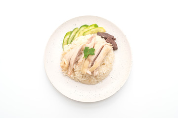 Hainanese chicken rice or steamed chicken rice