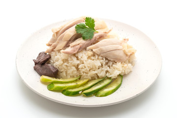 Hainanese chicken rice or steamed chicken rice